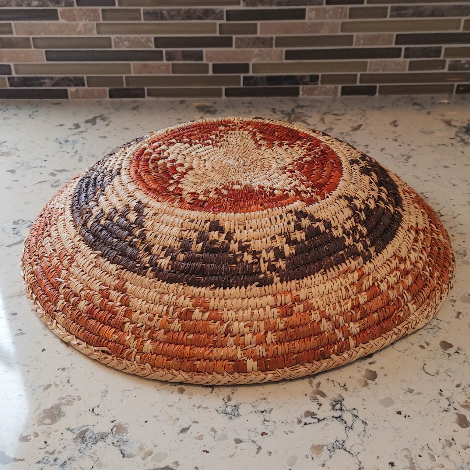 Hand Woven Basket Bowl Star Pattern 14.5"