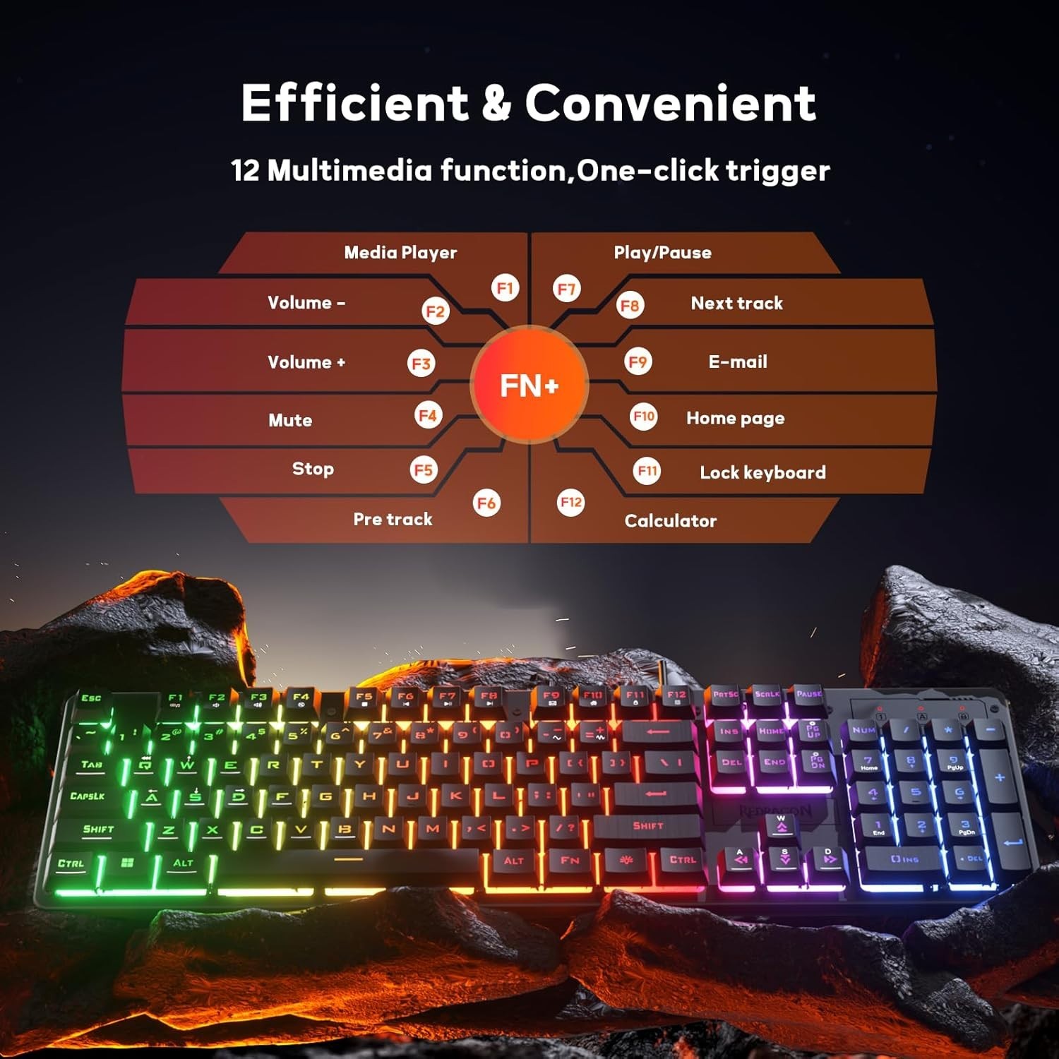 Wired Mechanical Keyboard K521 with Vibrant Rainbow Backlighting