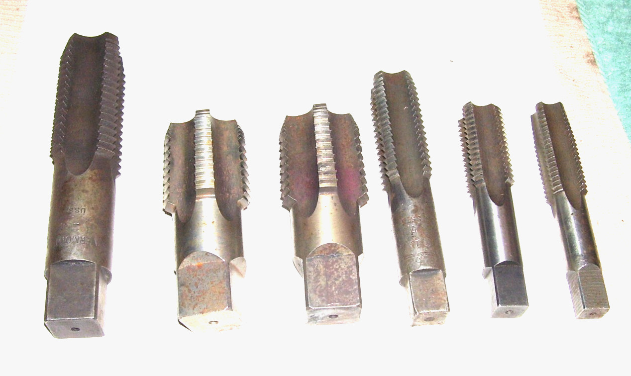 LOT of 6 MACHINIST  TOOLS LATHE MILL Machinist Lot of Pipe Taps, 7/8"- 1 1/2"