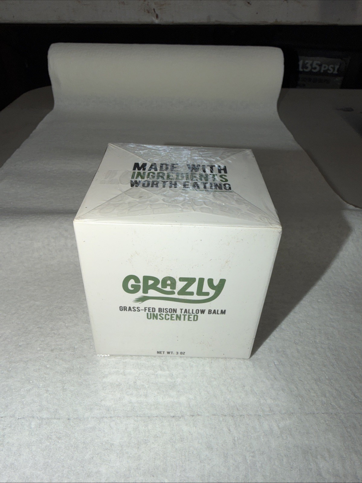 Grazly Grass-Fed Bison Tallow Balm Unscented 3oz Regenerative Skin Care