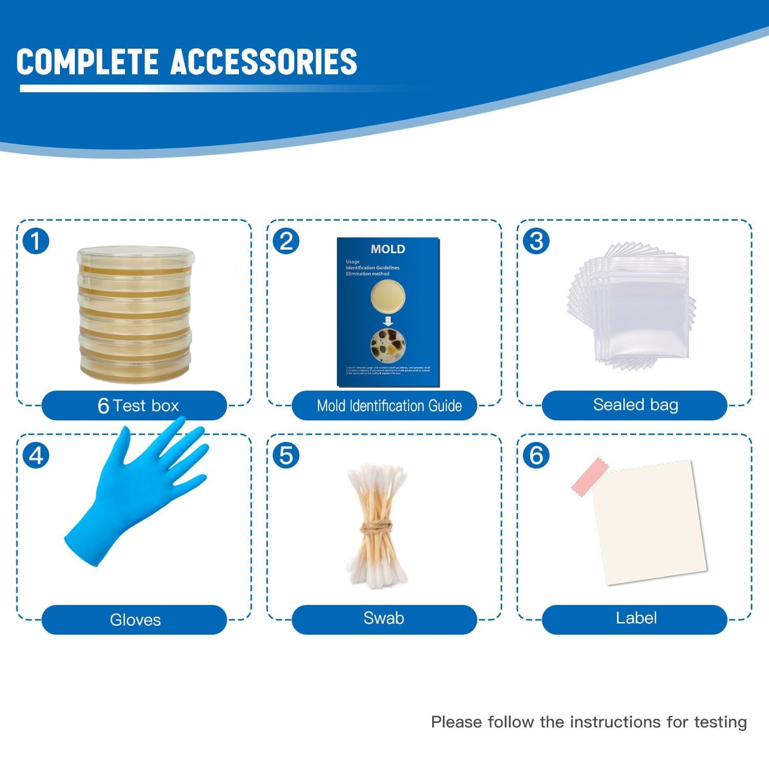 Home Mold Kit - 6 Tests, Black Mold Detector, Free Lab Analysis