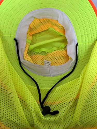 Men High Visibility Reflective Sun Hat with Medium-X-Large 2pcs (Orange+lime)