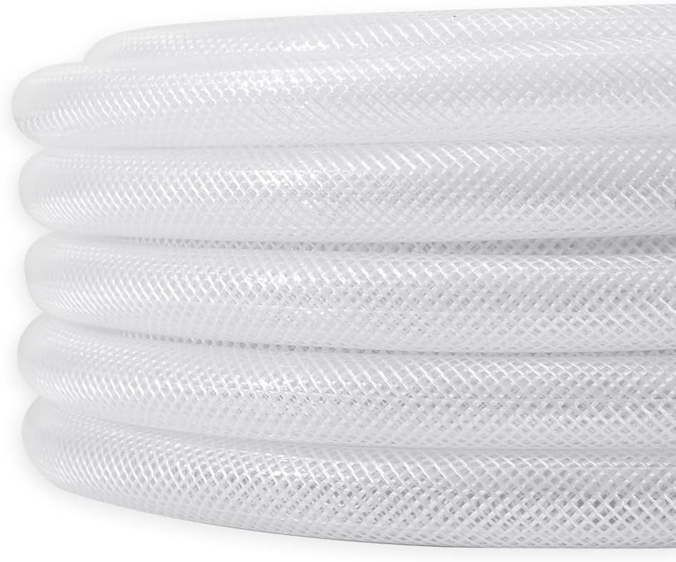 DAVCO 1" ID × 10 ft Heavy Duty Braided Clear Plastic 1"ID, Transparent
