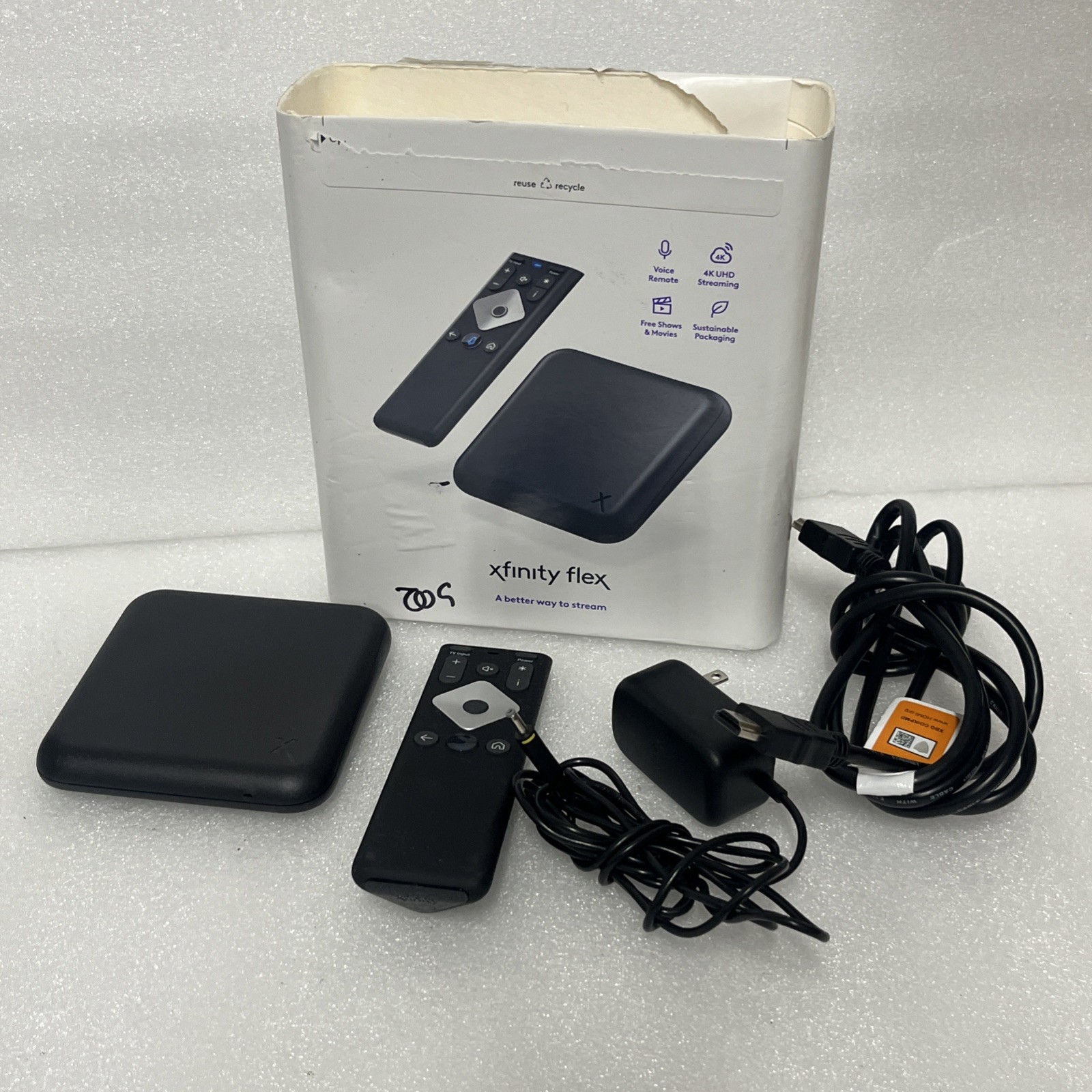 Xfinity Flex 4K Streaming Device w/ Remote , Ac Adapter And HDMI Cable
