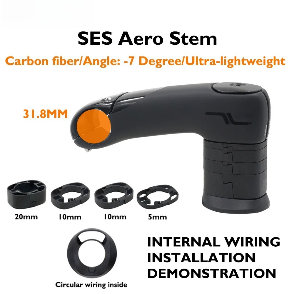 Carbon Aero Road Bike Stem -7 Degree Internal Cable 31.8mm Clamp 80-130mm