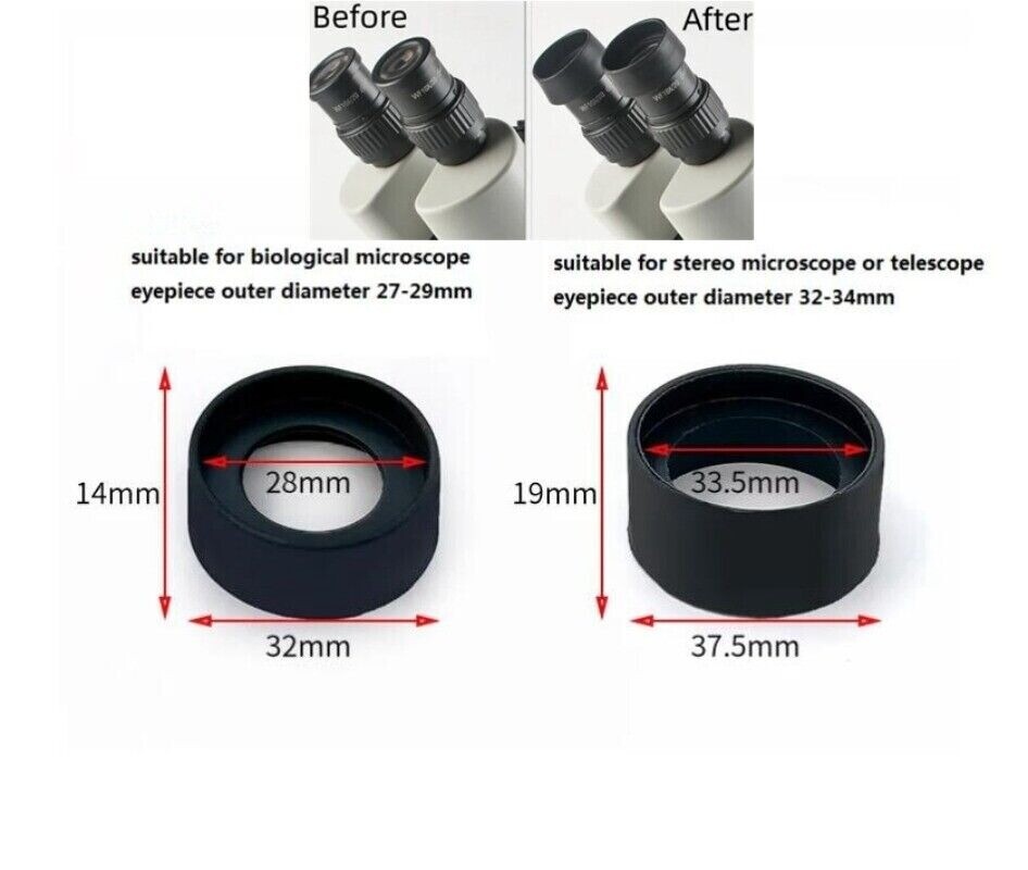 2PCS Rubber Eyepiece Foldable Eye Cups for Microscope Binoculars 27-29mm/32-34mm