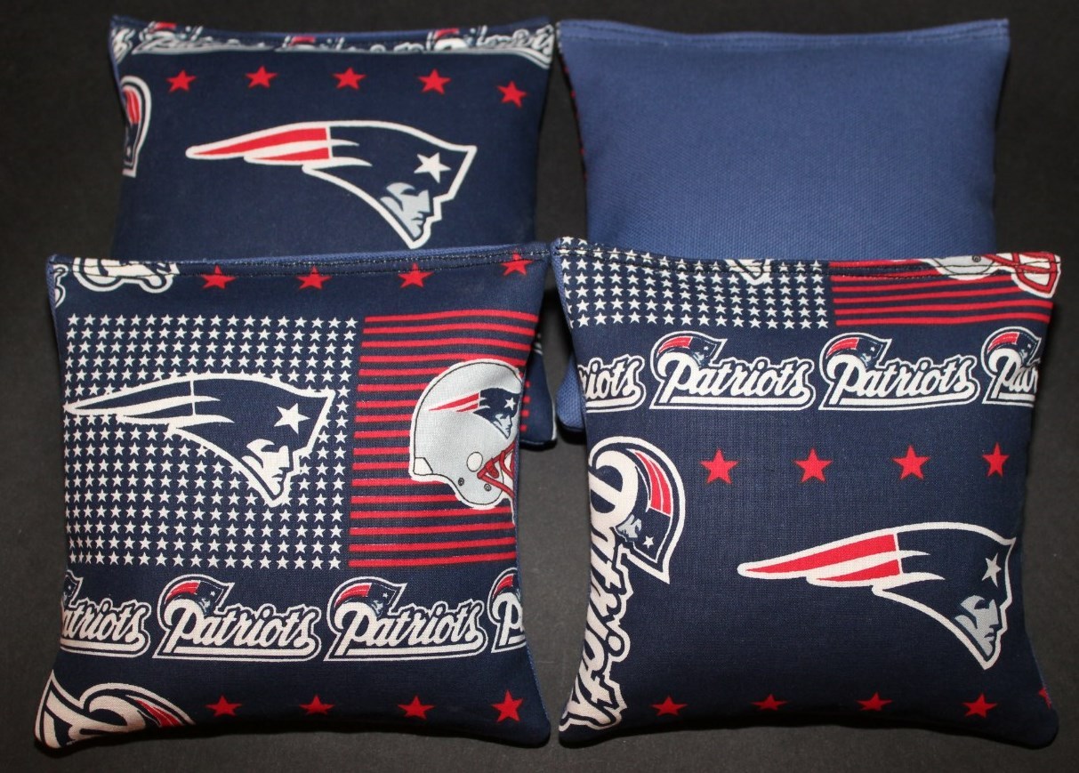 NEW ENGLAND PATRIOTS 4 CORNHOLE BEAN BAGS Baggo Toss Tailgate Game ACA reg. NEW!