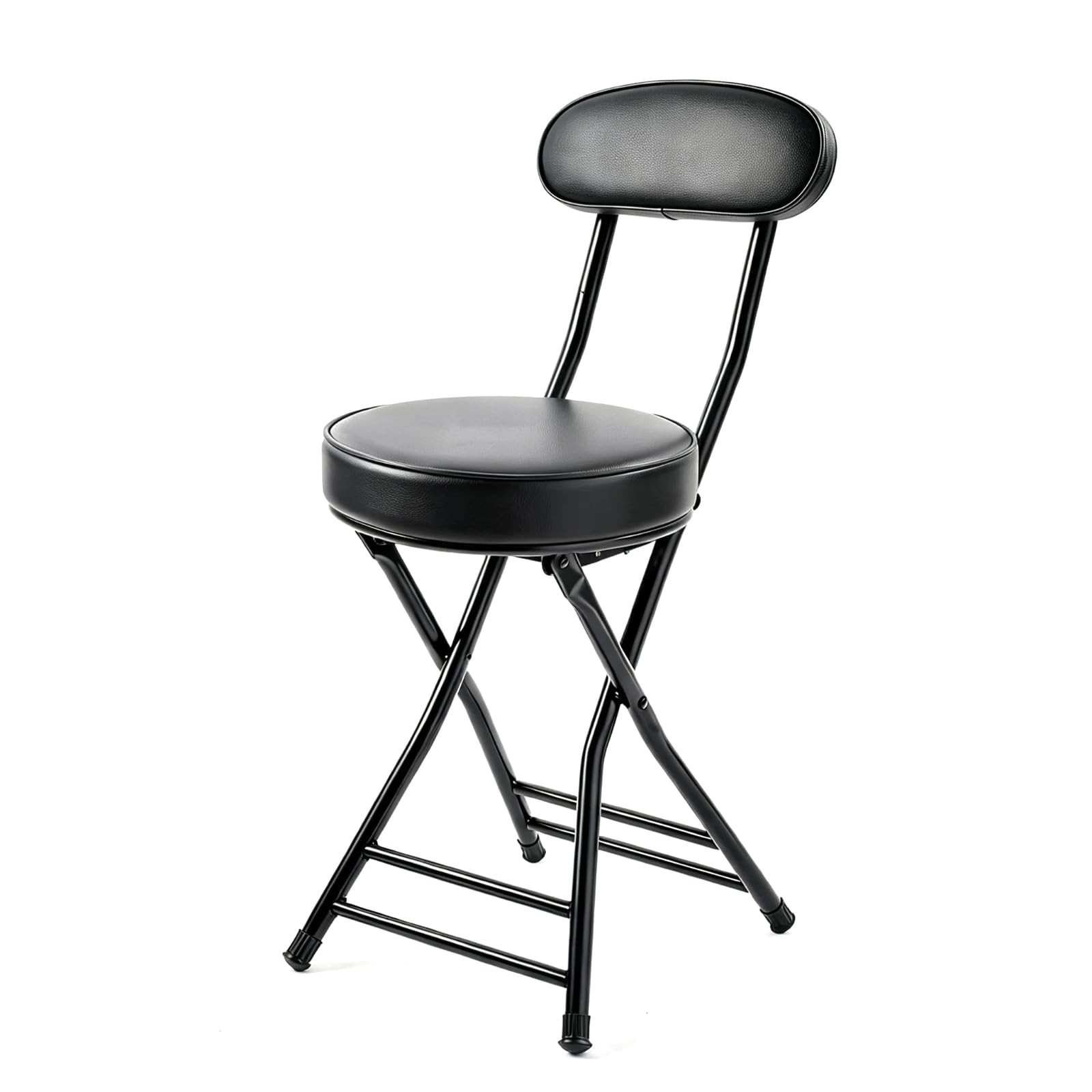 Folding Stool,Cushioned Padded Folding Bar Stool,18inch Black Height Heavy Du...