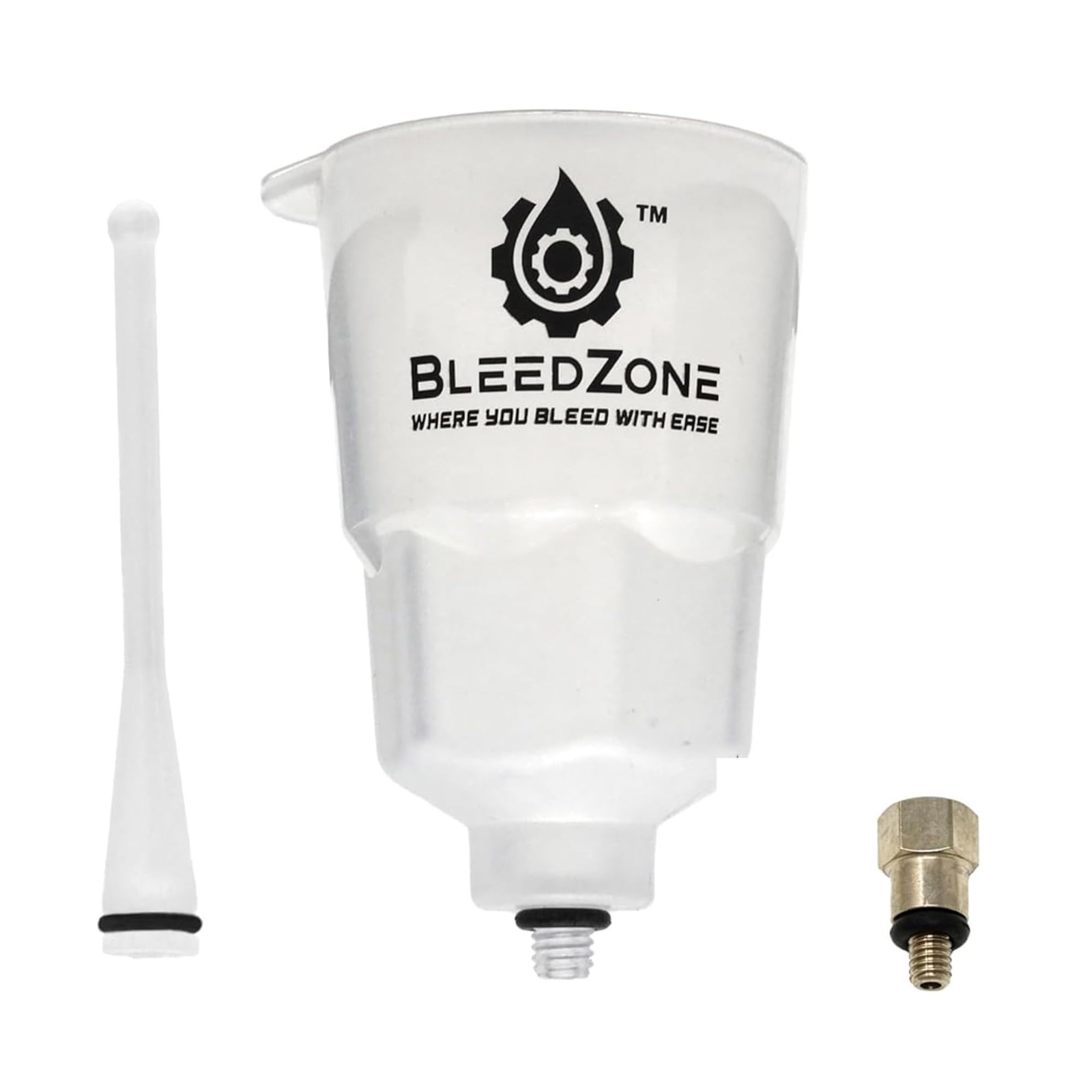 BleedZone Bike Brake Bleed Funnel and M4 Adapter for Zoom Transparent