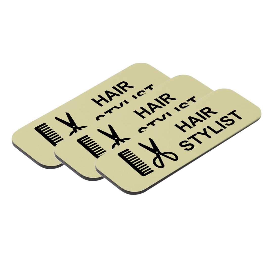 Hair Stylist 1 x 3" Name Tag/Badge, (3 Pack)