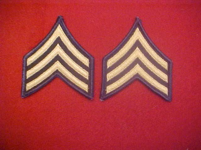 US Army Enlisted FEMALE E-4 Corporal gold on green patch set