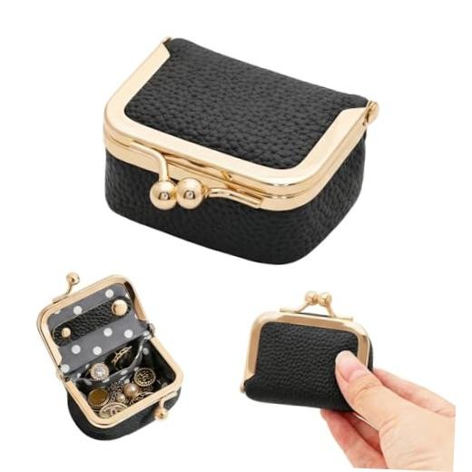 Genuine Leather Mini Jewelry Box Portable Vintage-Inspired Leather Small Black