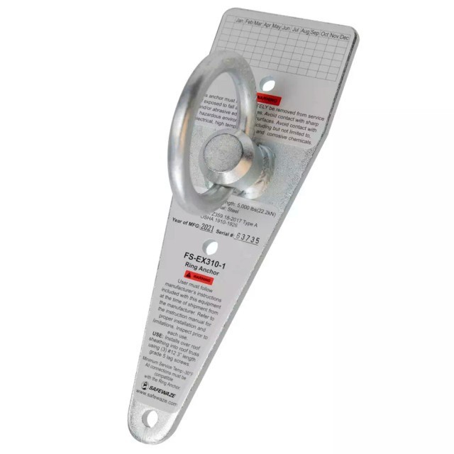 SAFEWAZE FS-EX310-1 Bull Ring Anchor Kit- NEW Reusable Anchor Large Ring Connect