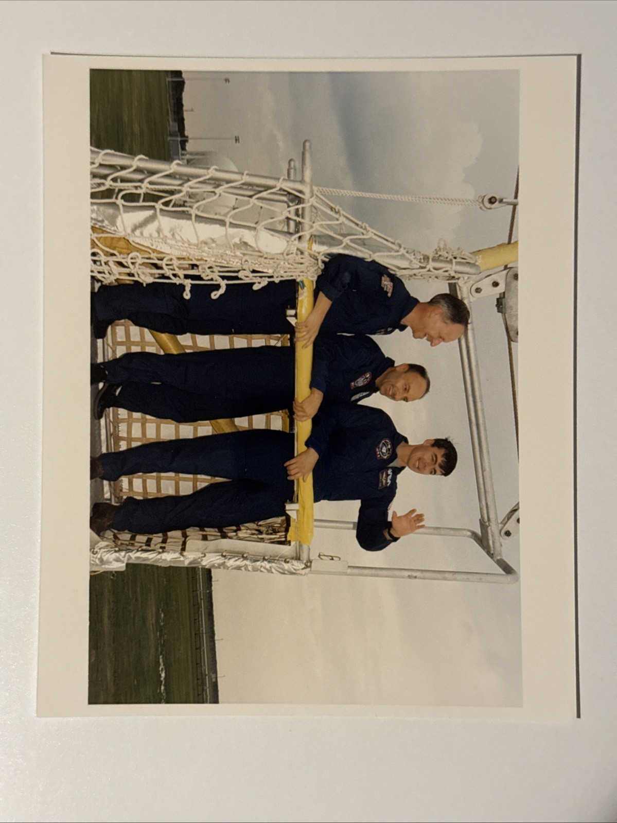 NASA STS 46 Mission Specialist and Others In Escape Basket Press Photo A