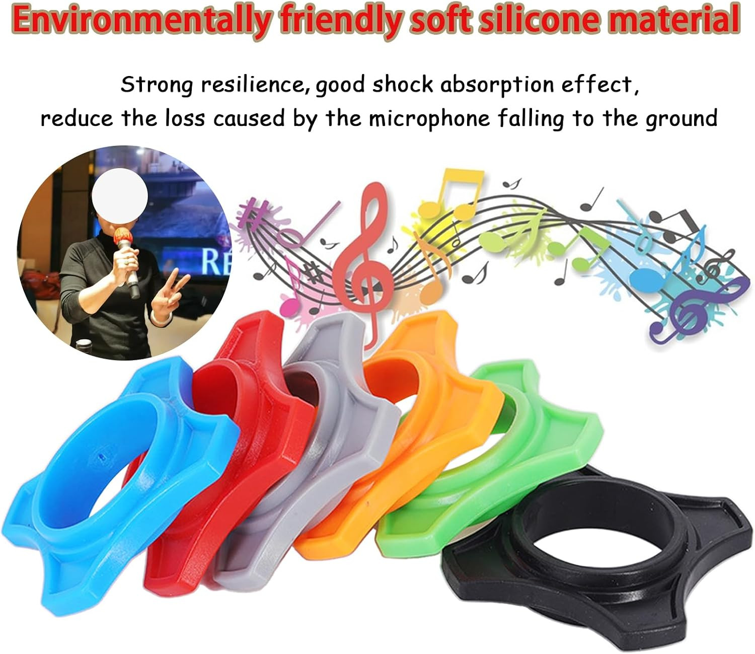 4 Pack Reusable Wireless Microphone Protection Rings, Anti-Rolling Silicone Hold