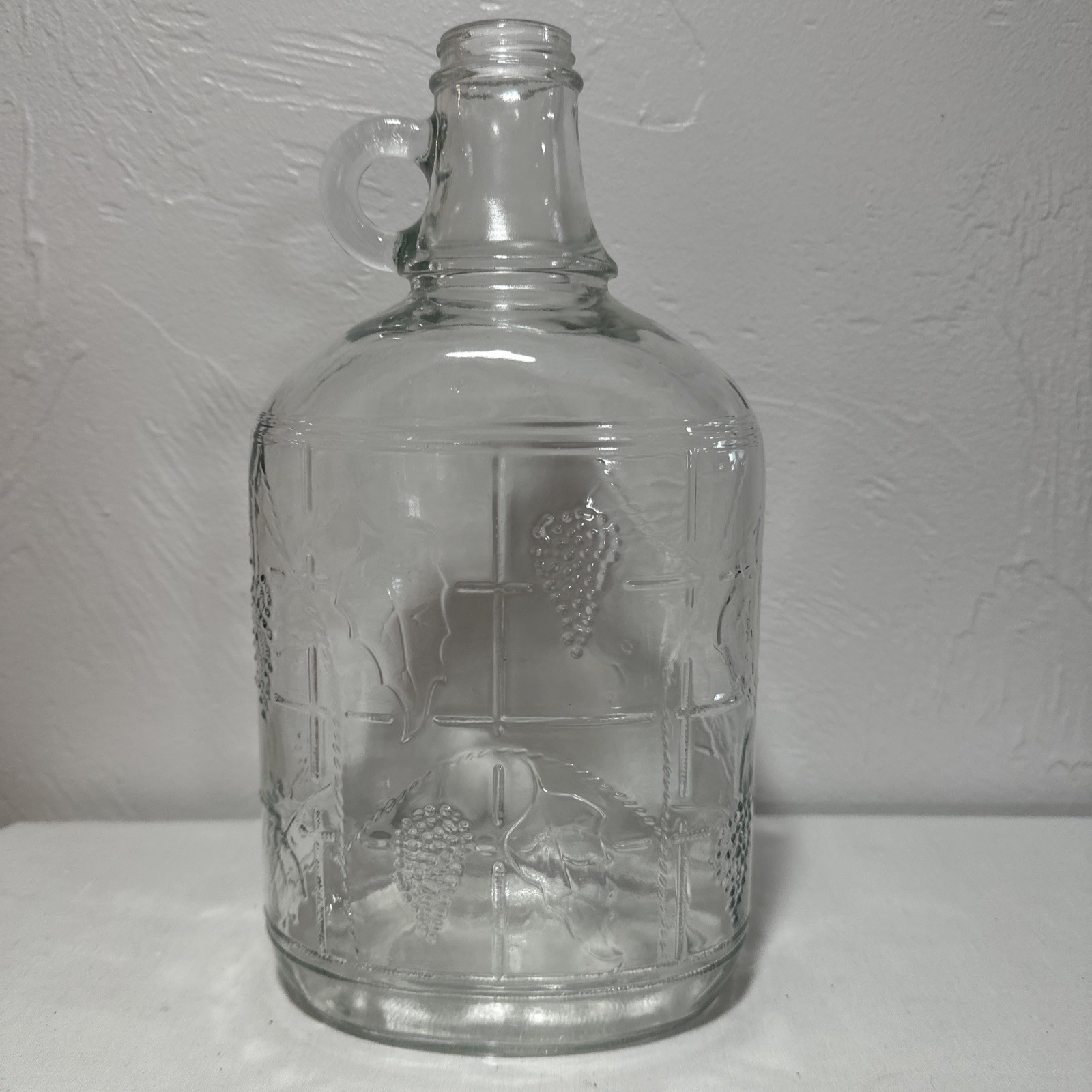 Wine Jug Embossed Grapes & Vines No Lid  1/2 Gal. size Vtg