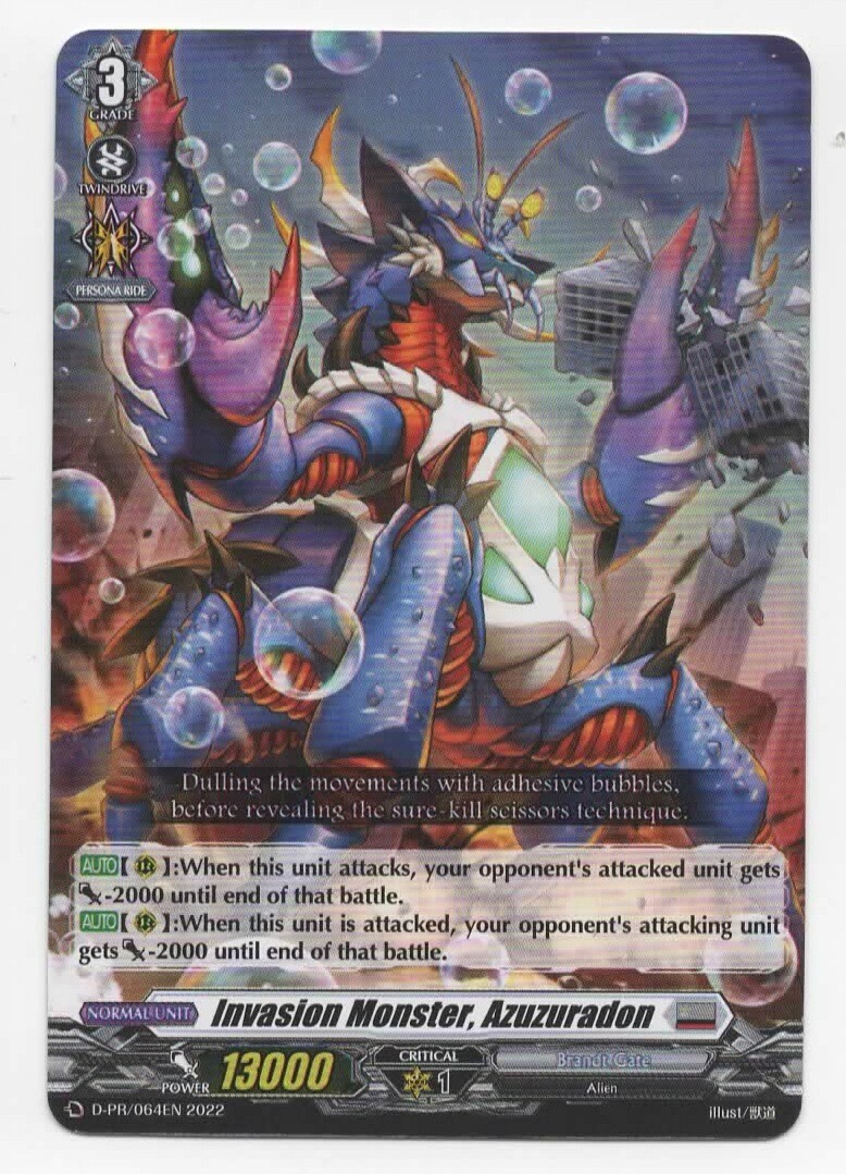 4x Invasion Monster, Azuzuradon D-PR / 064EN Cardfight TCG Promo Mint