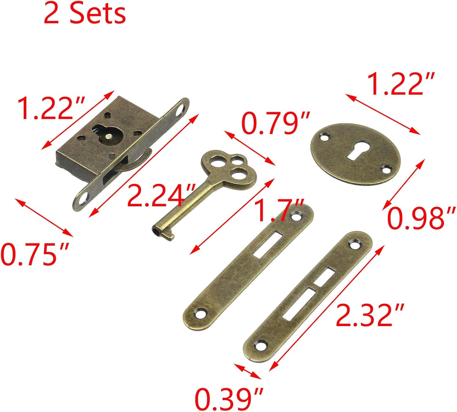 Bronze Mini Box Locks Full Mortise Decorative Antique Locks Jewelry Box Lock Rep