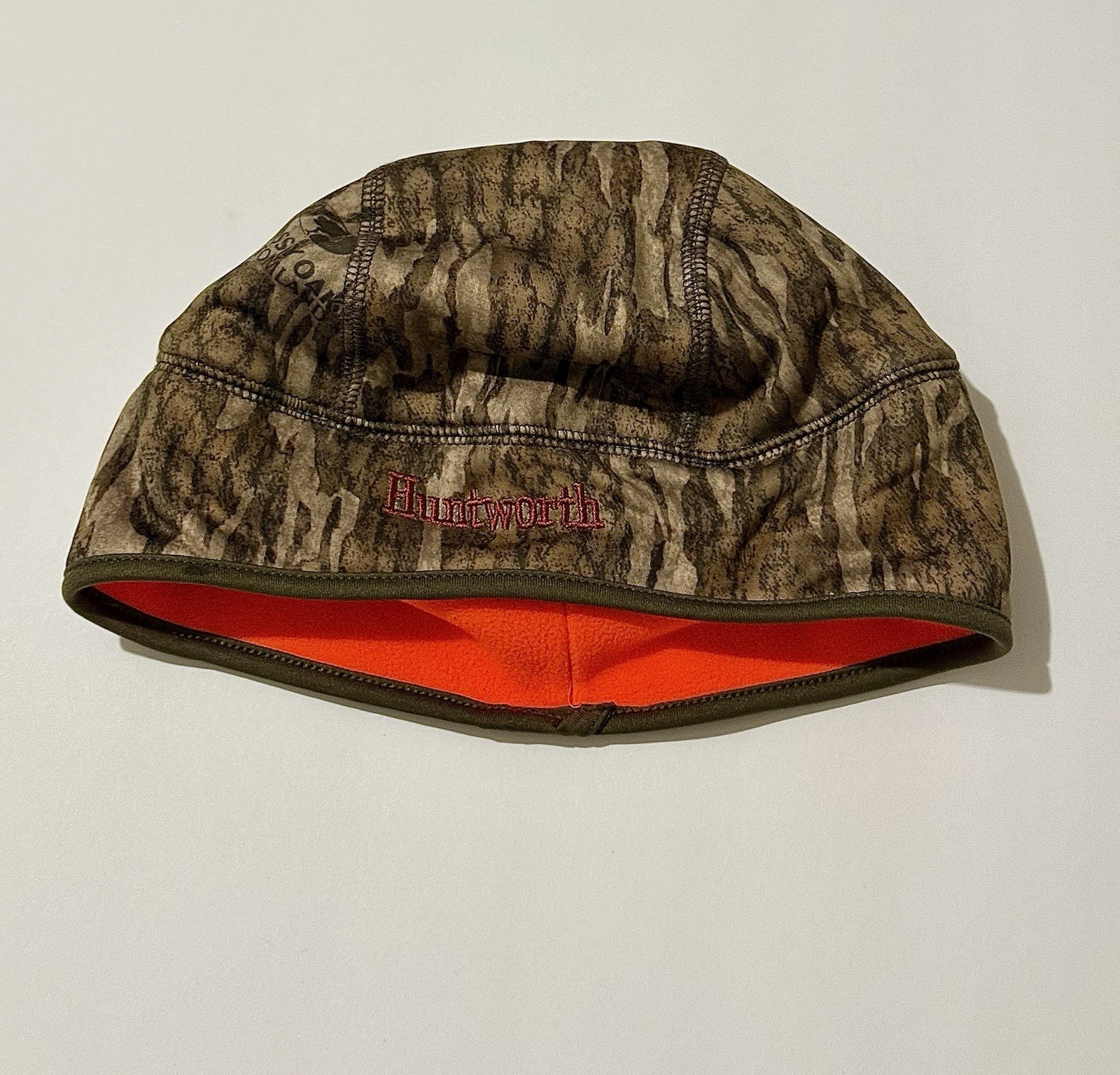 Huntworth Victor Hunting Hat Beanie Reversible Camo/Blaze Mossy Oak Bottomland