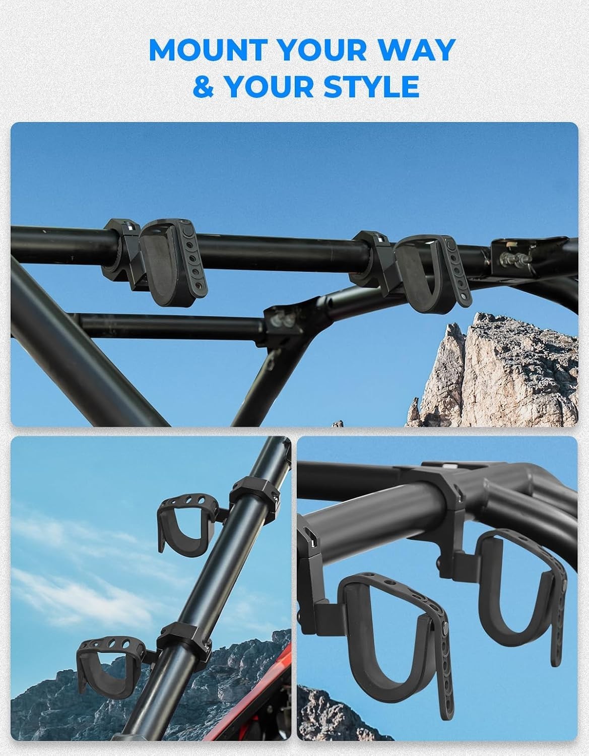 UTV Hunting Tool Holder Rack, Roll Bar Tool Holder Shovel Mount Bow Rack Fit