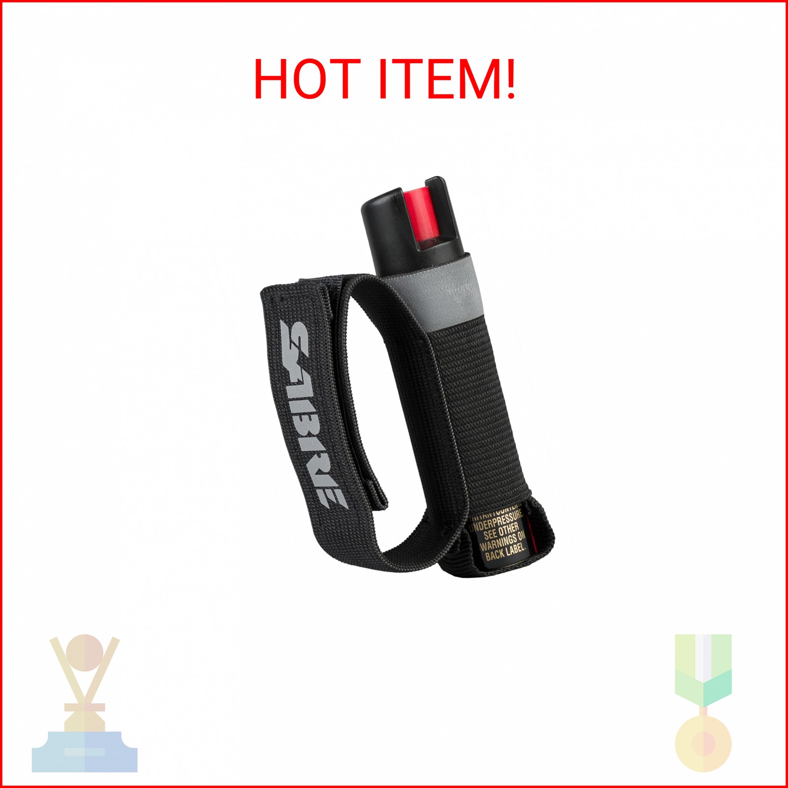 SABRE Runner Pepper Gel, Maximum Police Strength OC Spray, Reflective Strap for