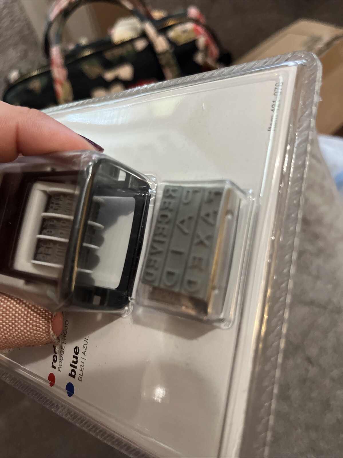 Office Depot self syncing three in one micro stamp red and blue ink
