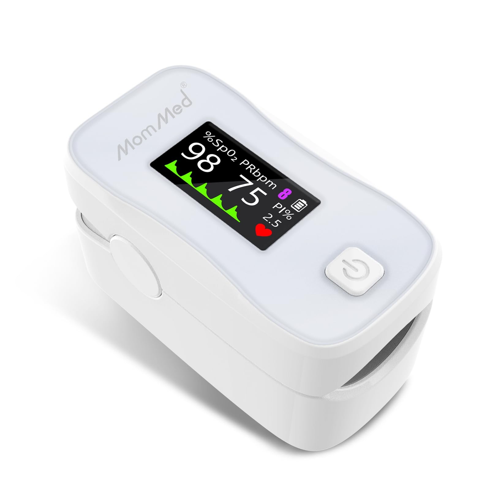 MOMMED Pulse Oximeter, Blood Oxygen Saturation Monitor (SpO2) with White
