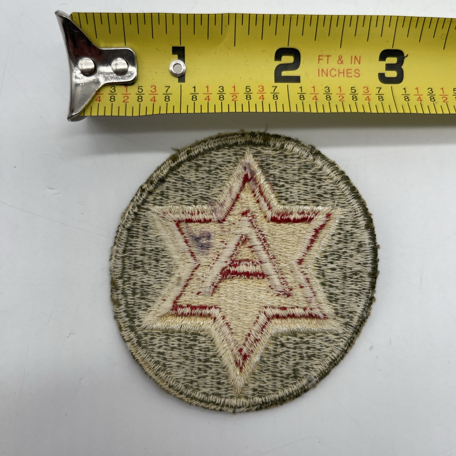 U.S. Military 6th Army Cut Patch Insignia “A” 6 Pointed Star ~2.5” Round Older