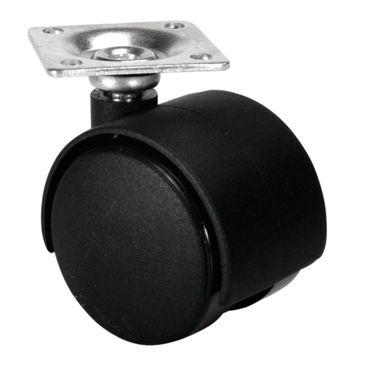 Screw-On Mount Plate Twin Wheel Casters without Brake, Set of 4