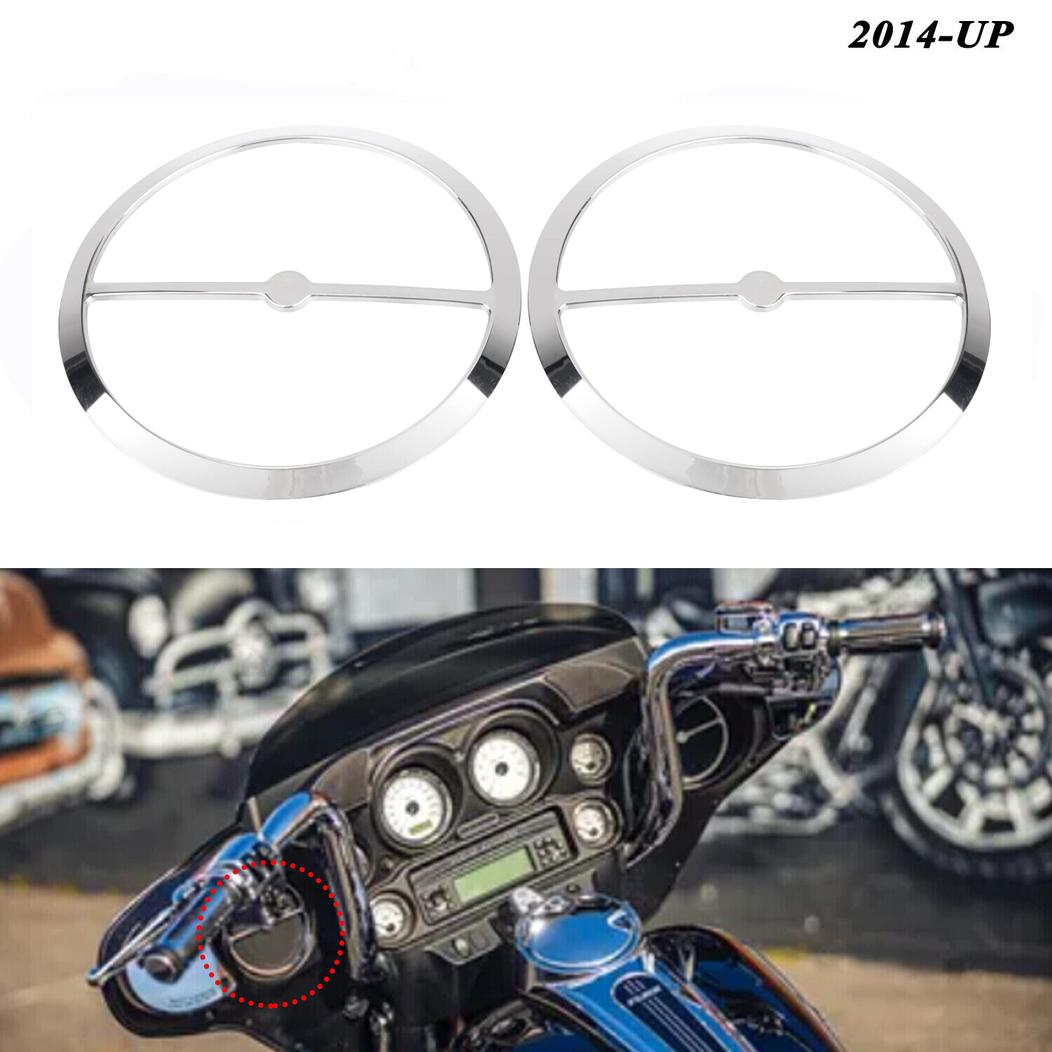 Chrome Speaker Trim Ring Cover For Harley Electra Glide Ultra Limited FLHTK US
