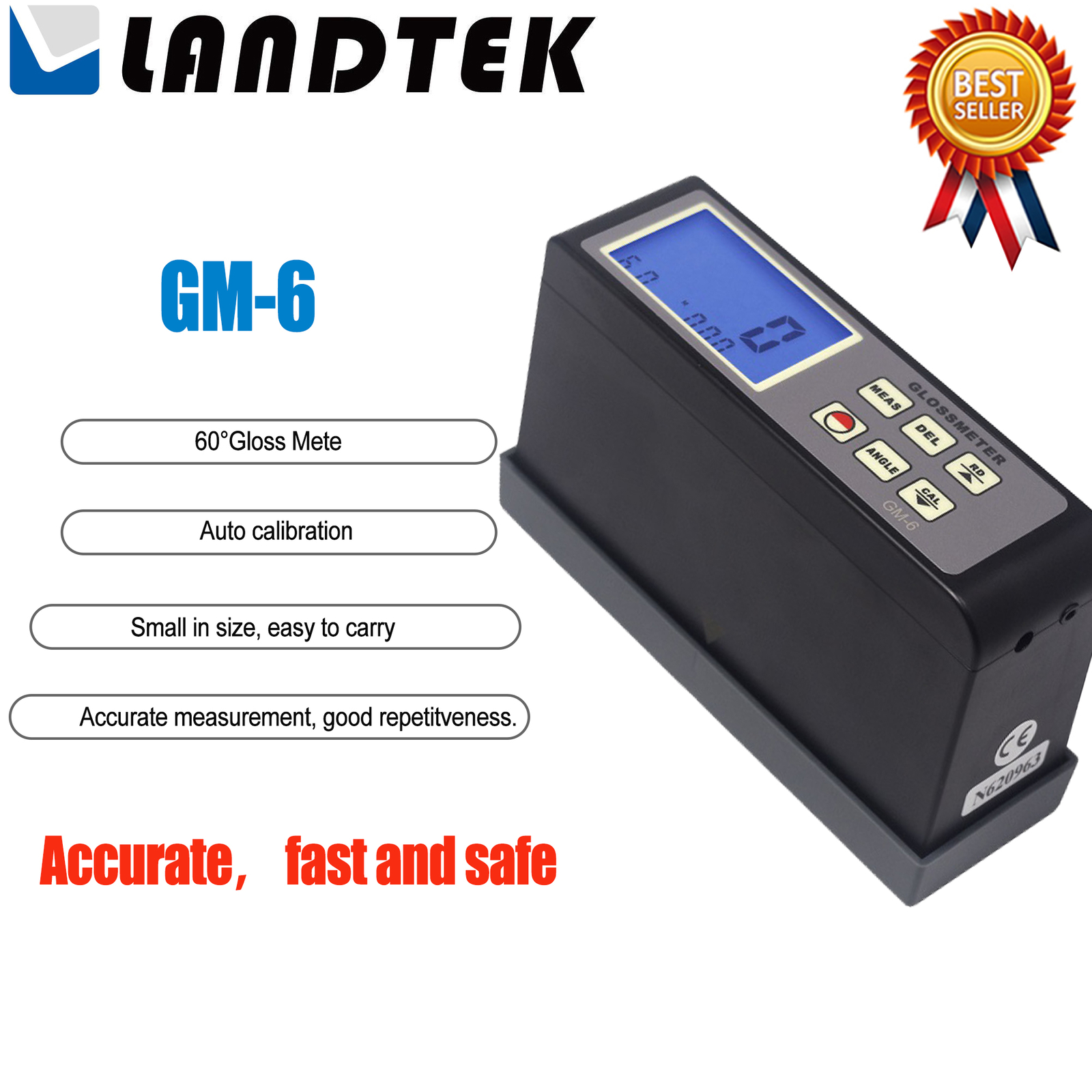 LANDTEK GM-6 Digital Glossmeter Surface Gloss Meter  60 degree backlight ✦KD
