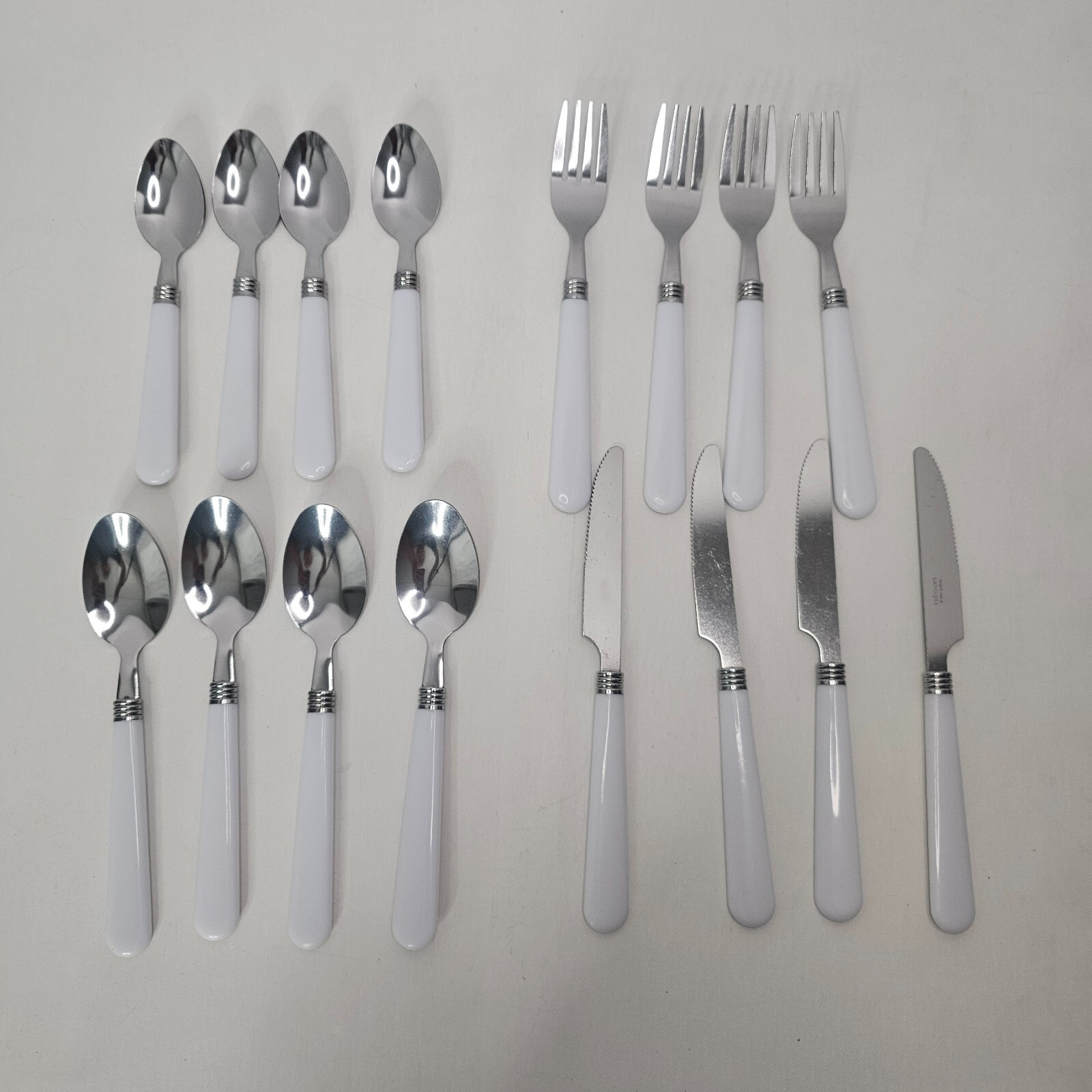 Gibson Everyday Stainless Flatware Set of 16 Spoons Forks Knives Plastic Handle
