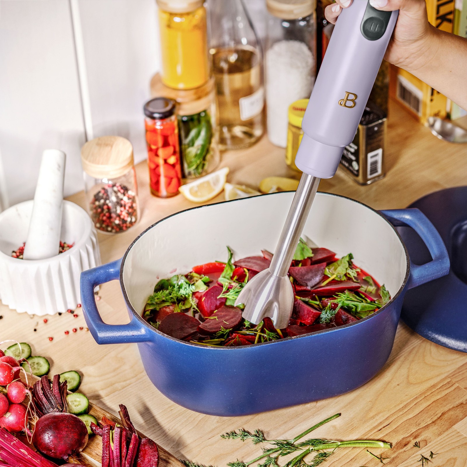 2-Speed Immersion Blender with Chopper & Measuring Cup, Lavender