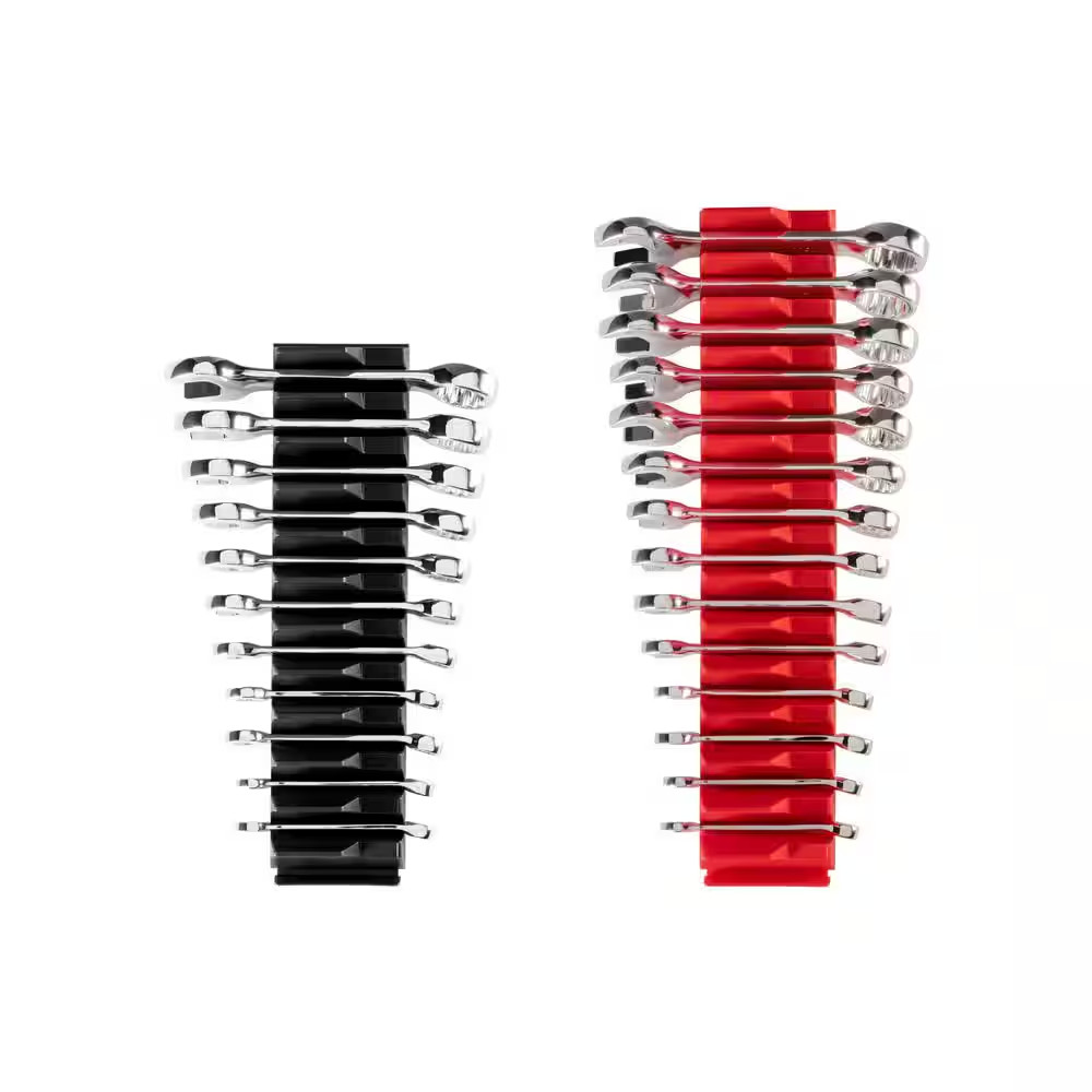 1/4 In. to 3/4 In., 6 Mm to 19 Mm Stubby Combination Wrench Set with Modular Slo