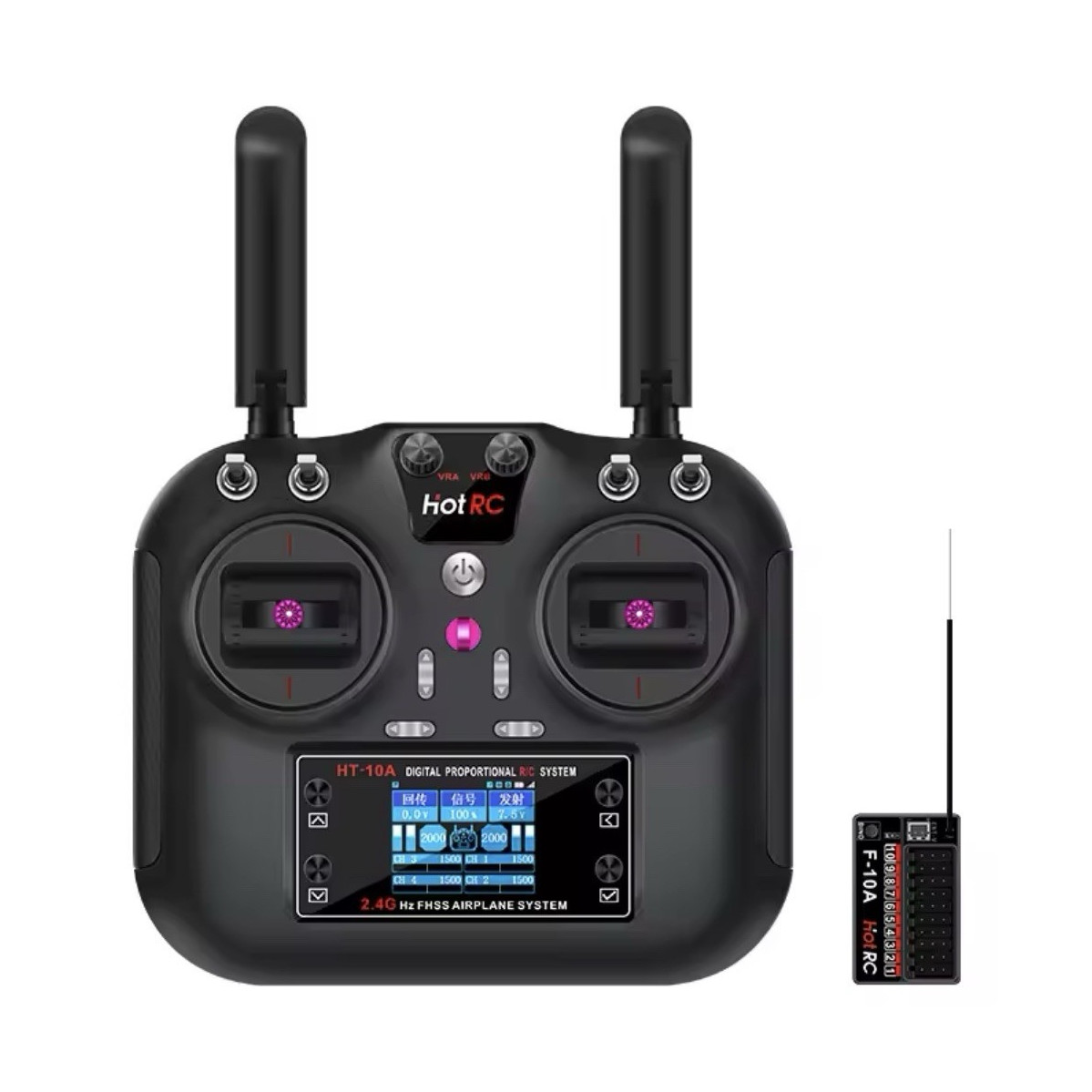 HotRC HT-10A 2.4GHz RC Transmitter & Receiver Set Console Failsafe 1:10