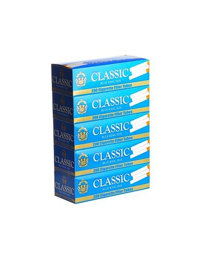 Global Classic Light Blue King Size Cigarette Tubes 200 Count (Pack of 5)