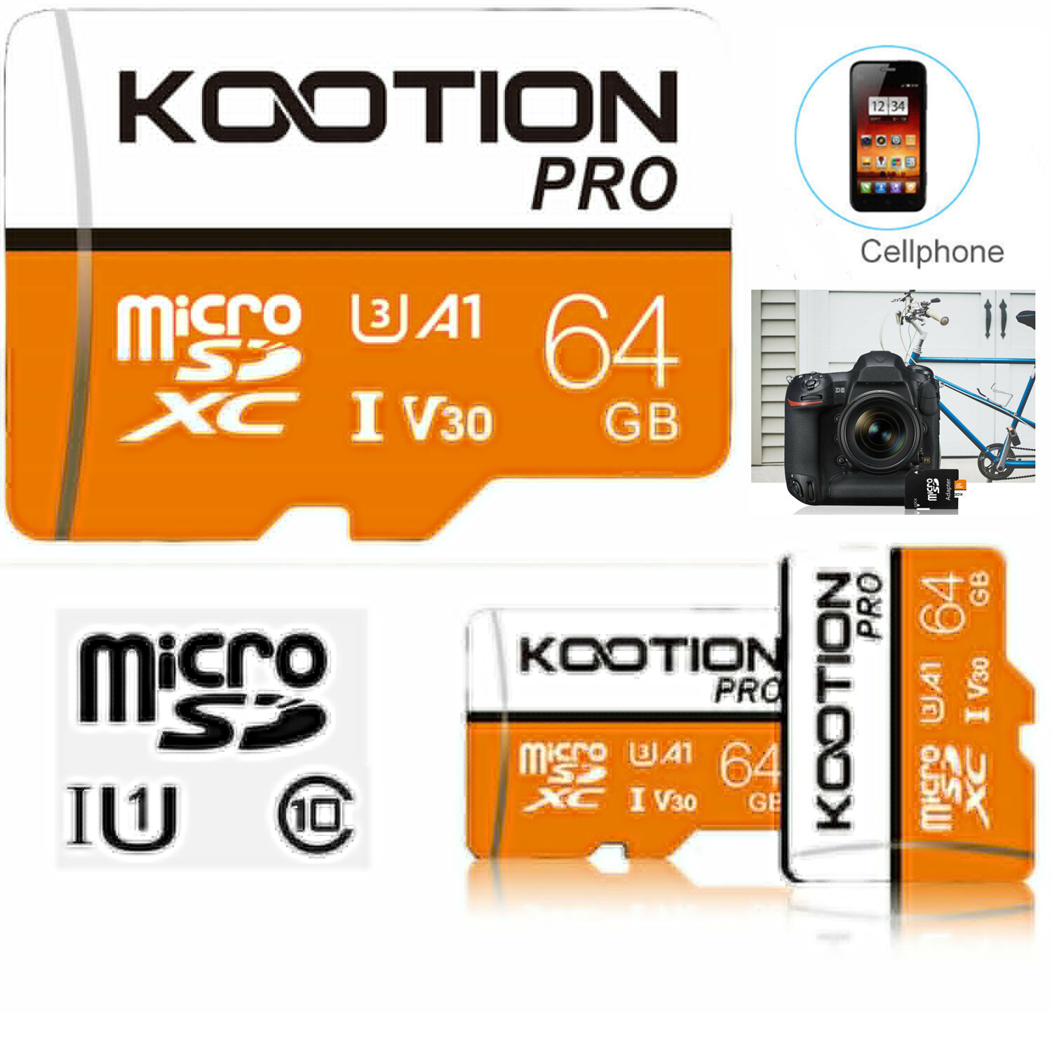2 PACK 64GB Micro SD Card Micro Card Memory Card TF Card MicroSD Card High Speed
