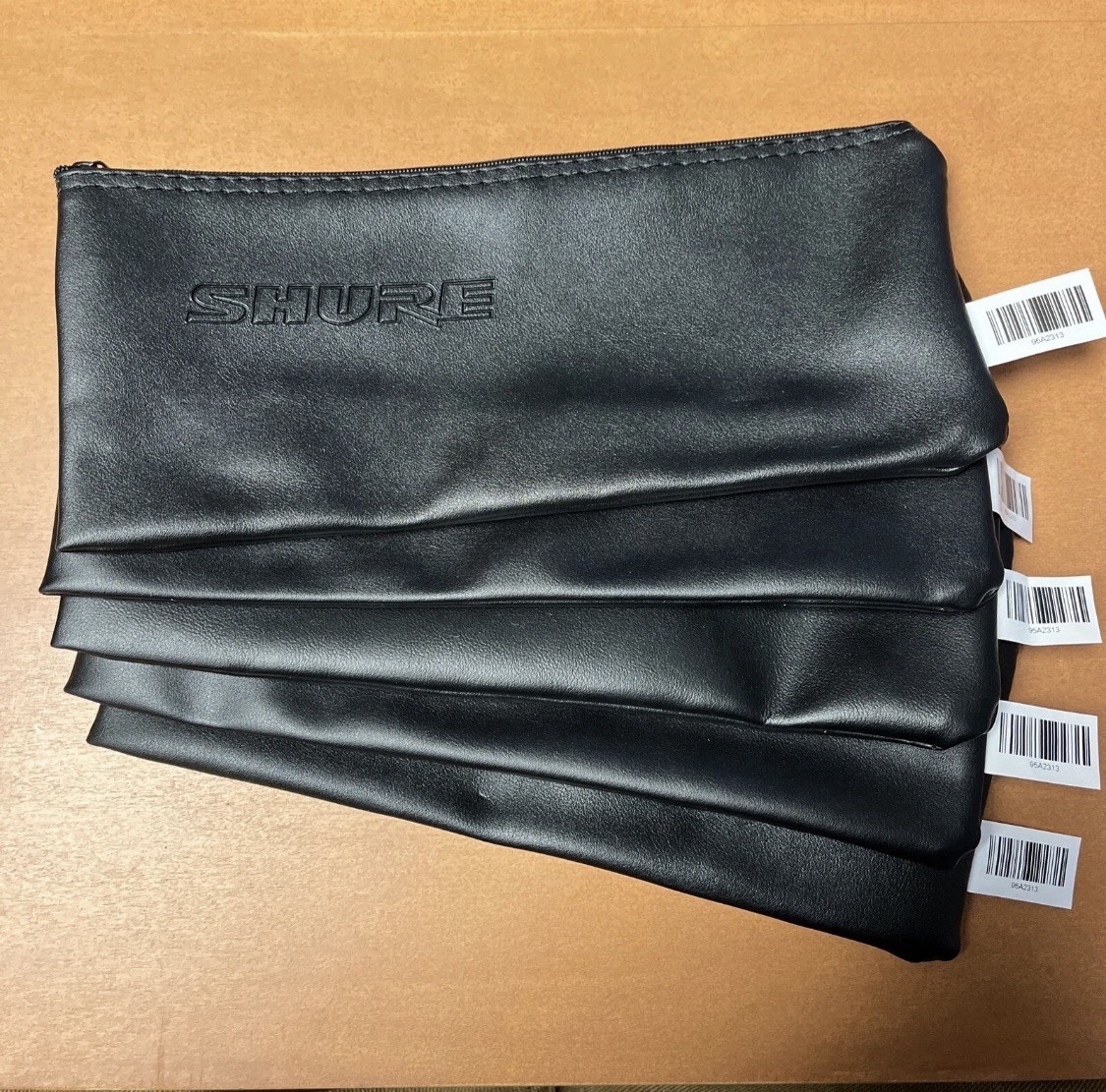 5x NEW Shure Vinyl Zippered Mic Bag, SM58 SM57 size, 9.5”x4”  -Part # 95A2313