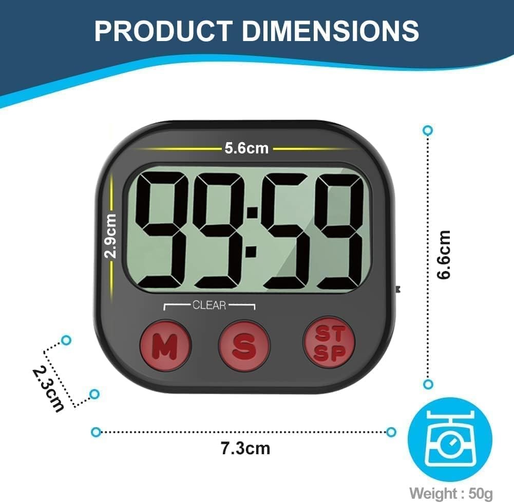 Kitchen Timer, Digital Visual Timer Magnetic Clock Stopwatch Countdown 1