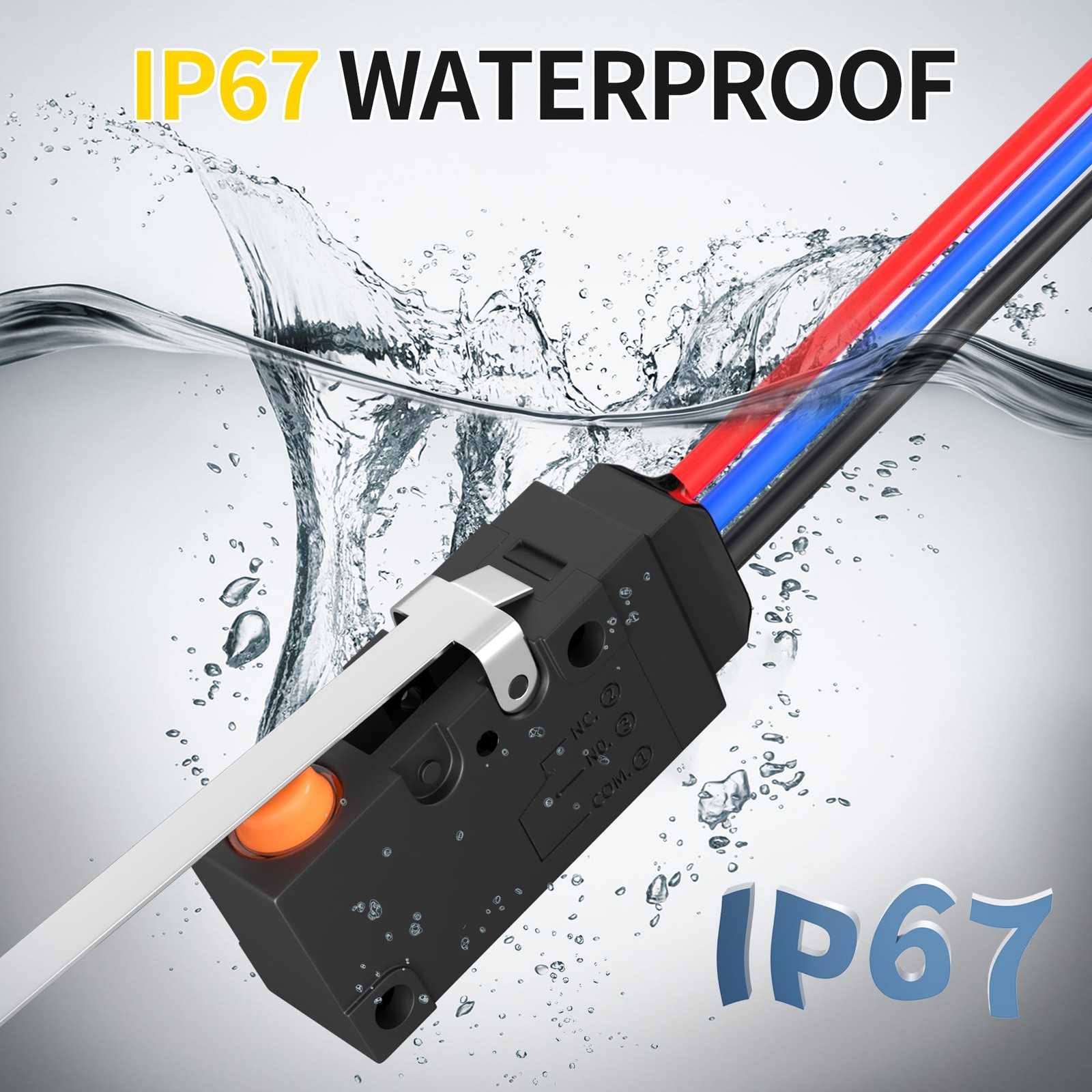 Joinfworld Waterproof Micro Limit Switch with Long Straight Hinge Lever Black