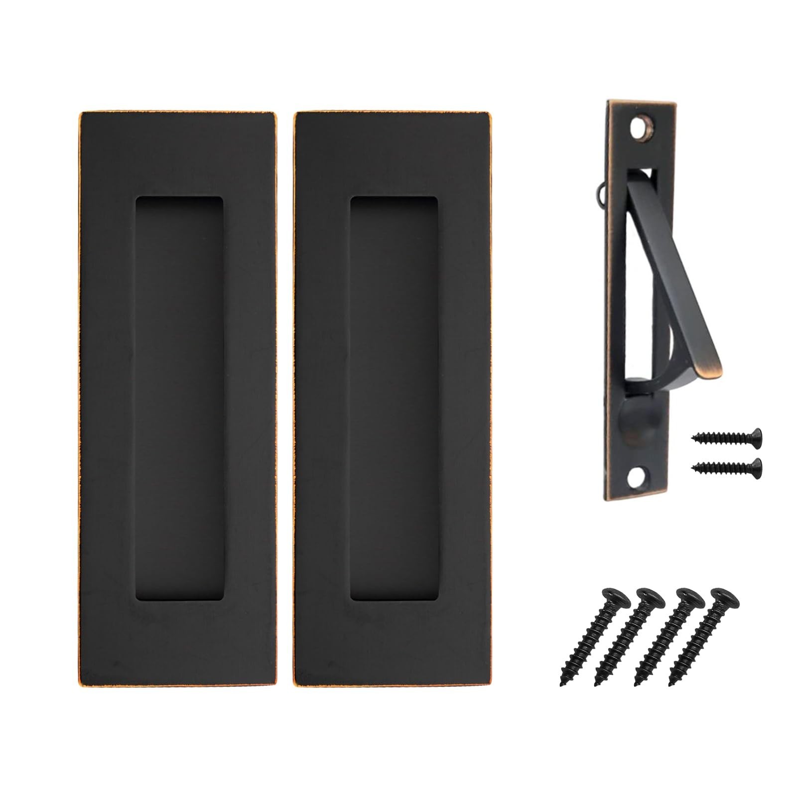 Pocket Door Pull and Edge Pull Oil Rubbed Bronze Set, 6Inch Handles Hardware ...