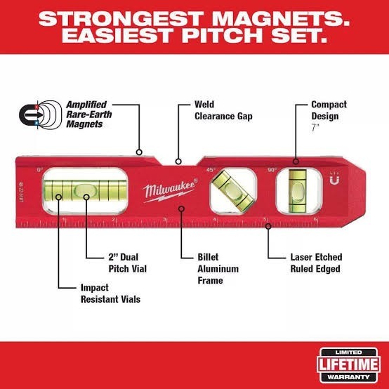 Milwaukee 48-22-5107 Compact Billet Torpedo Level, AMPLIFIED RARE EARTH MAGNETS