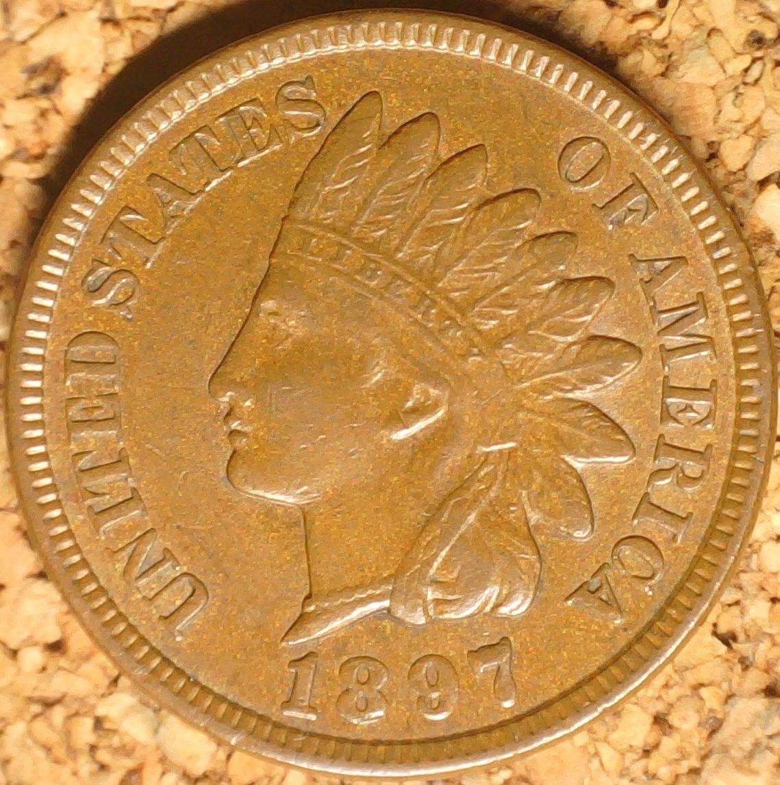 1897 Indian Head Cent - ALMOST UNC SNOW-27, REPINCHED DATE (M761)