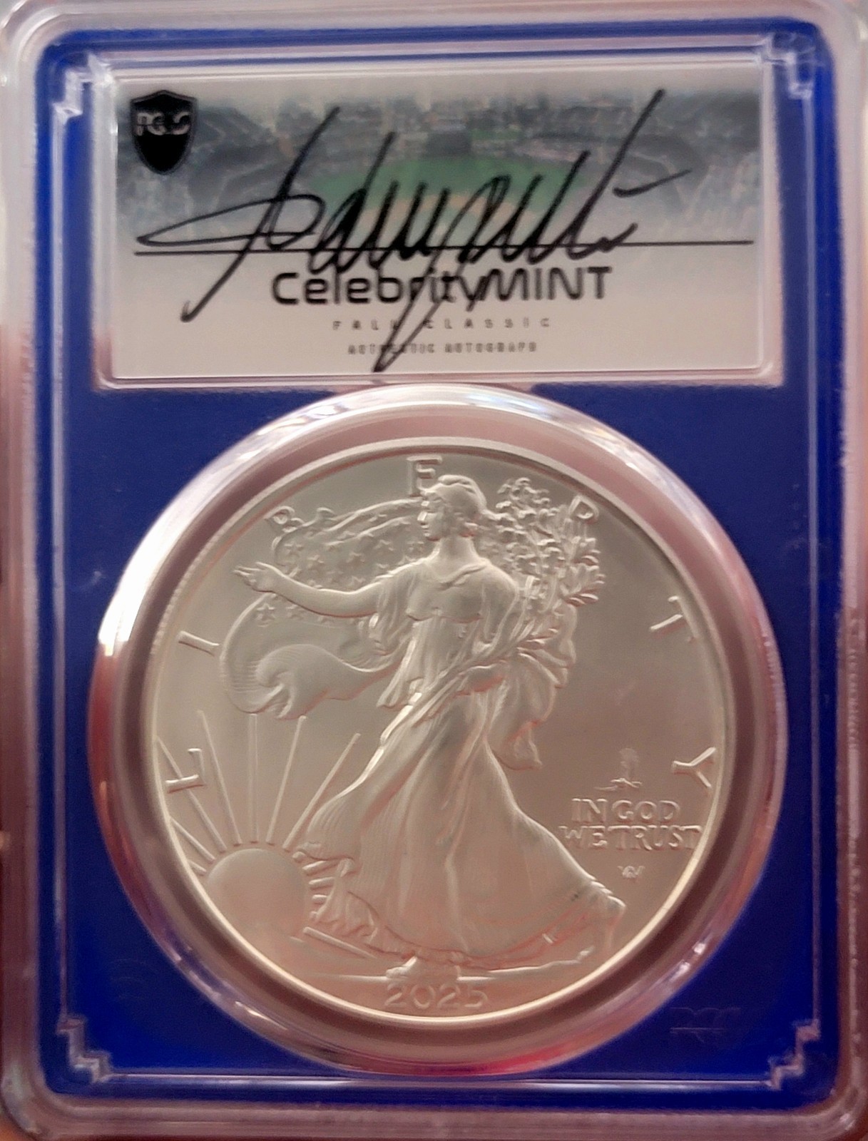 2025-P Silver Eagle with Eagle Privy PCGS MS70 Strike, Signed By Adrian Beltre