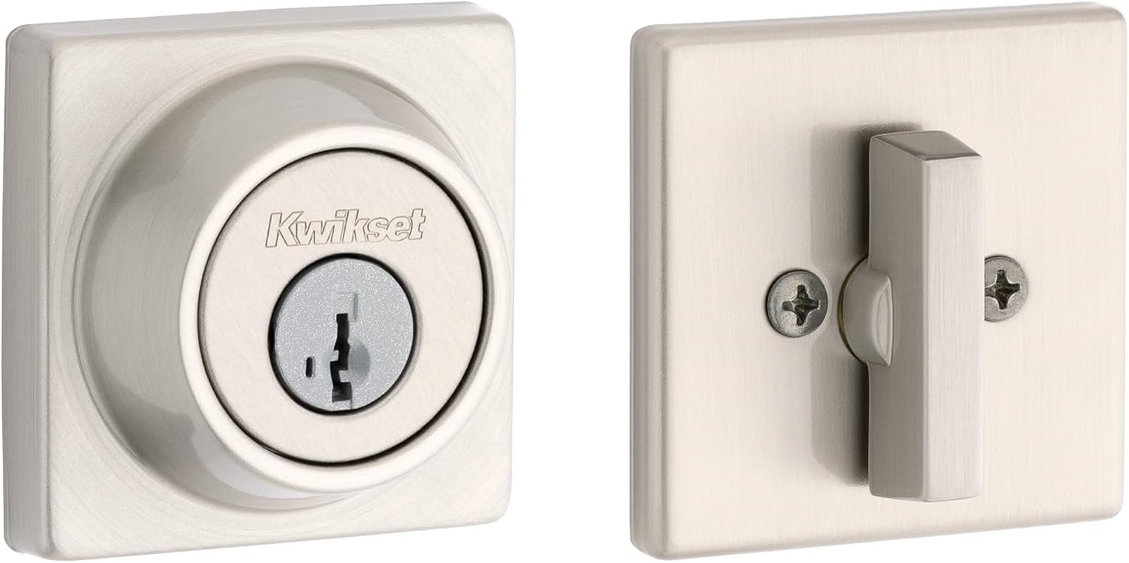Kwikset 660 Series Square Front Door Lock Handle and Deadbolt Set, Entry Handles