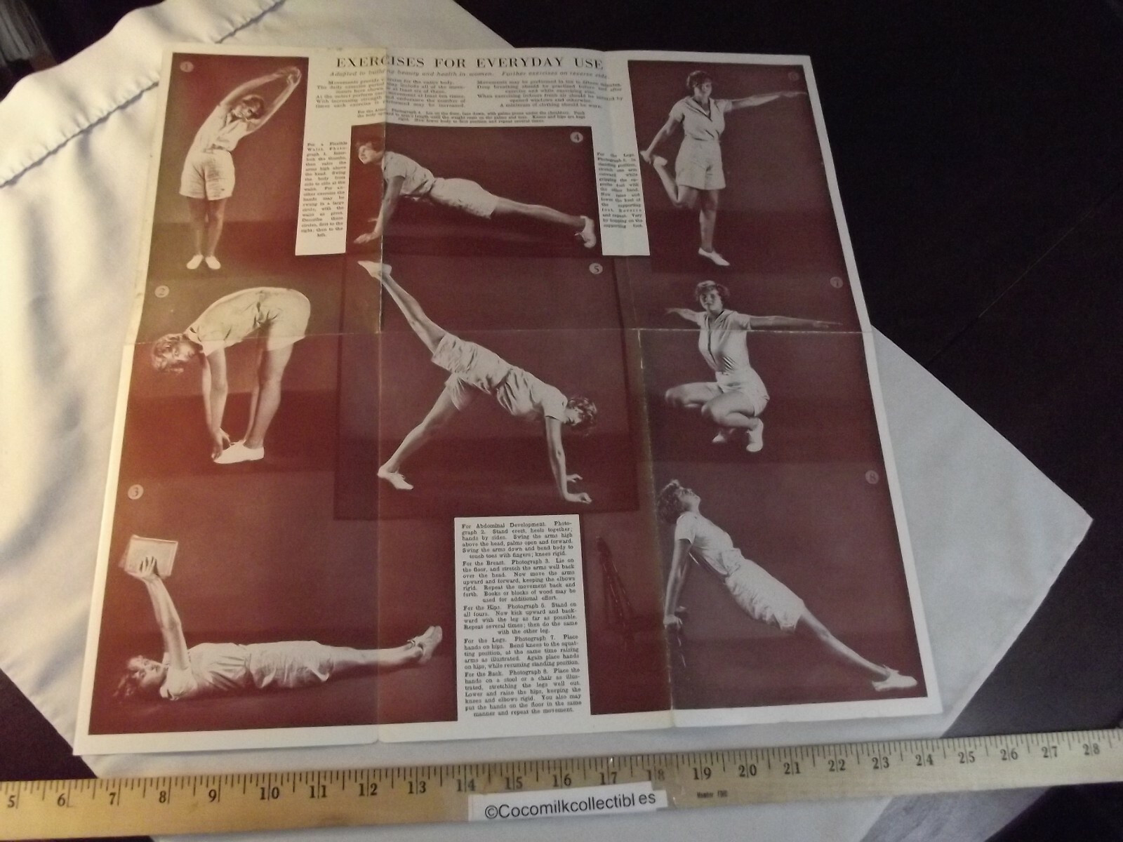 Vintage 1930's Wall Chart Exercises for Everyday Use for Men and Woman 2 Sided