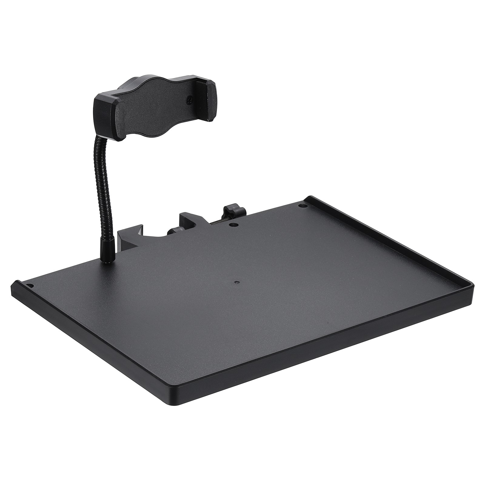 Microphone Stand Tray 9.5x6.9in Plastic Tray with 1 Phone Holder Black