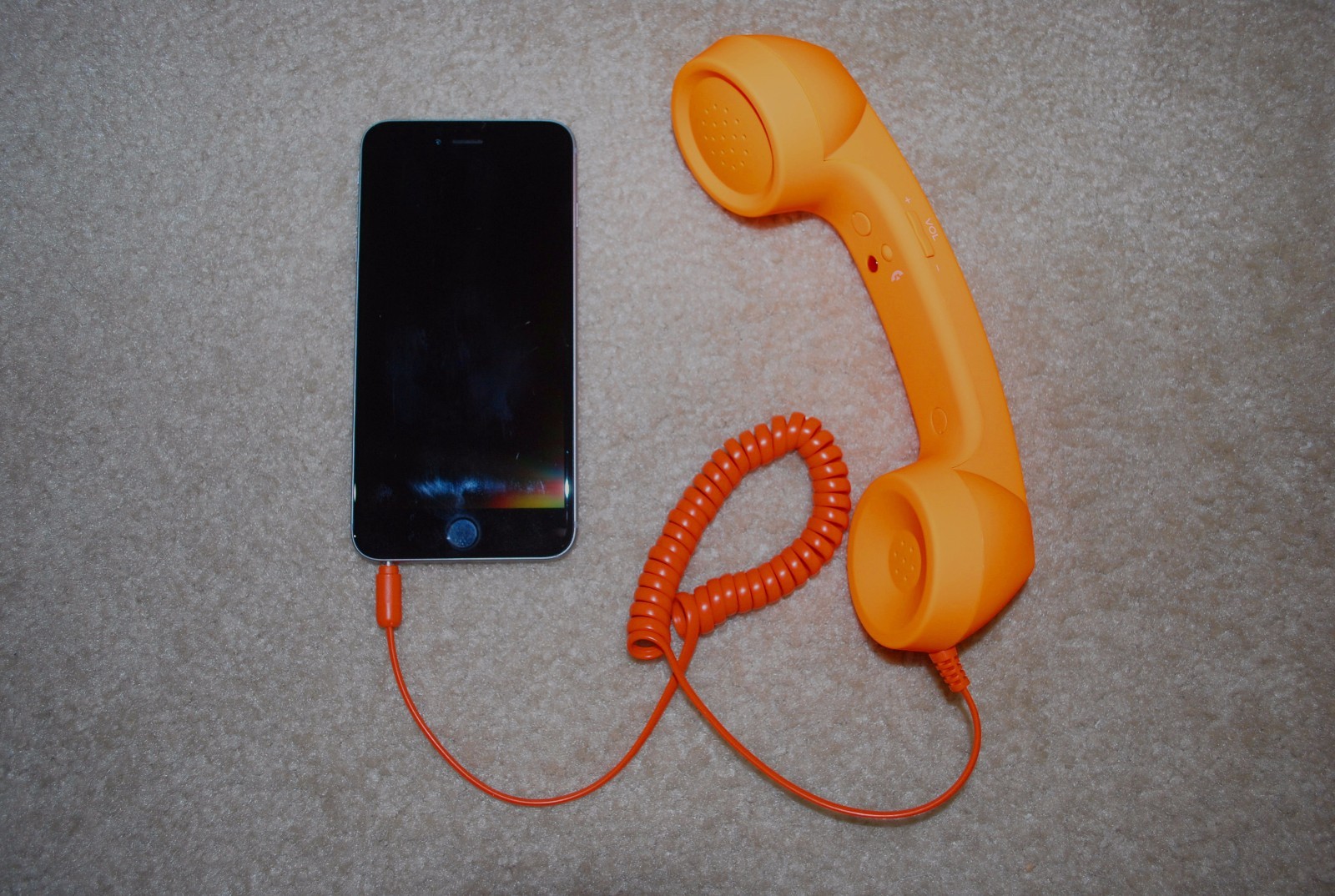 Orange Radiation Proof Retro Mic Cell Phone Handset for Mobile Phone 3.5mm *NEW*