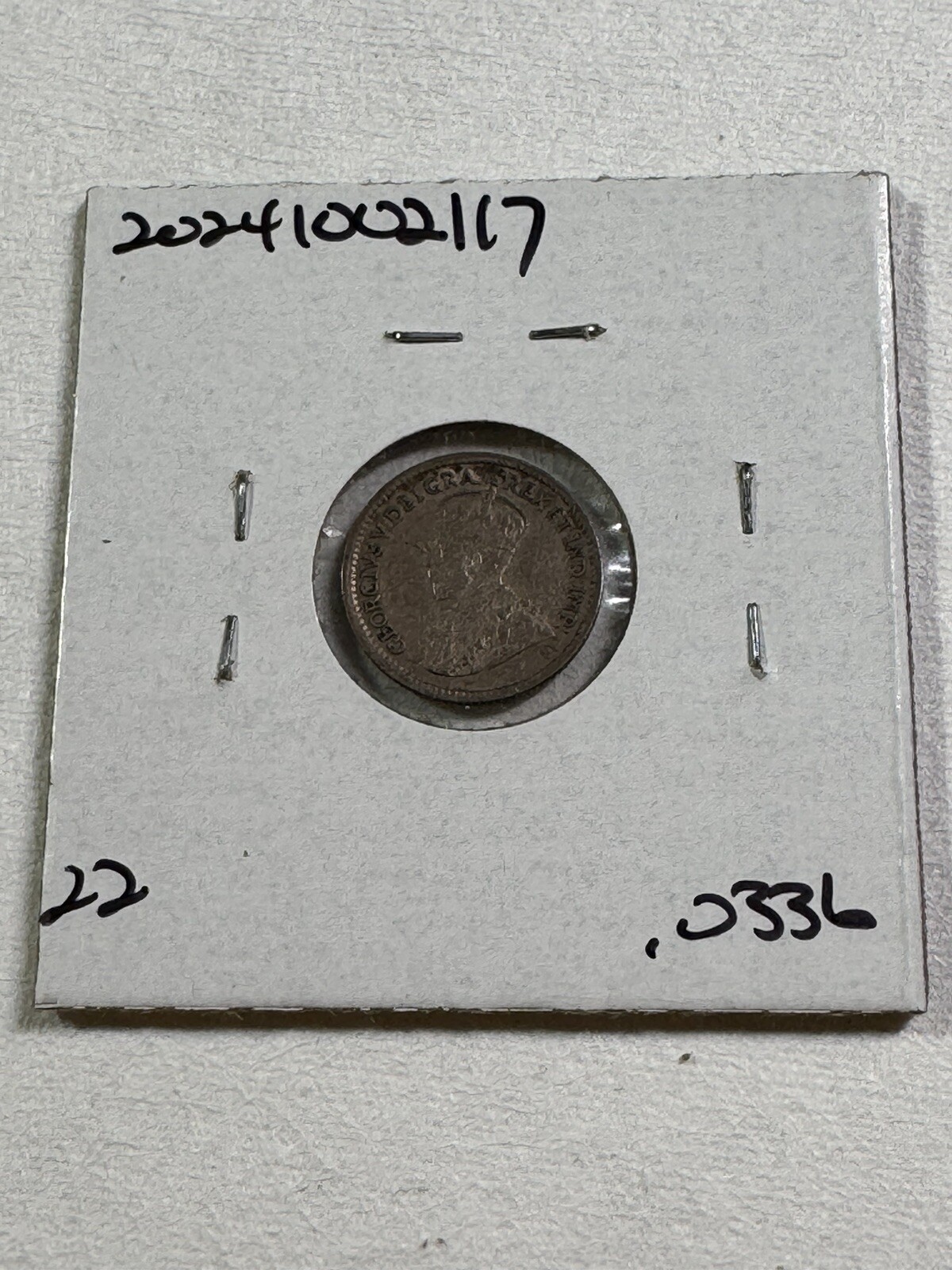 1917 Canada 5 Cents Small Silver Coin Cleaned