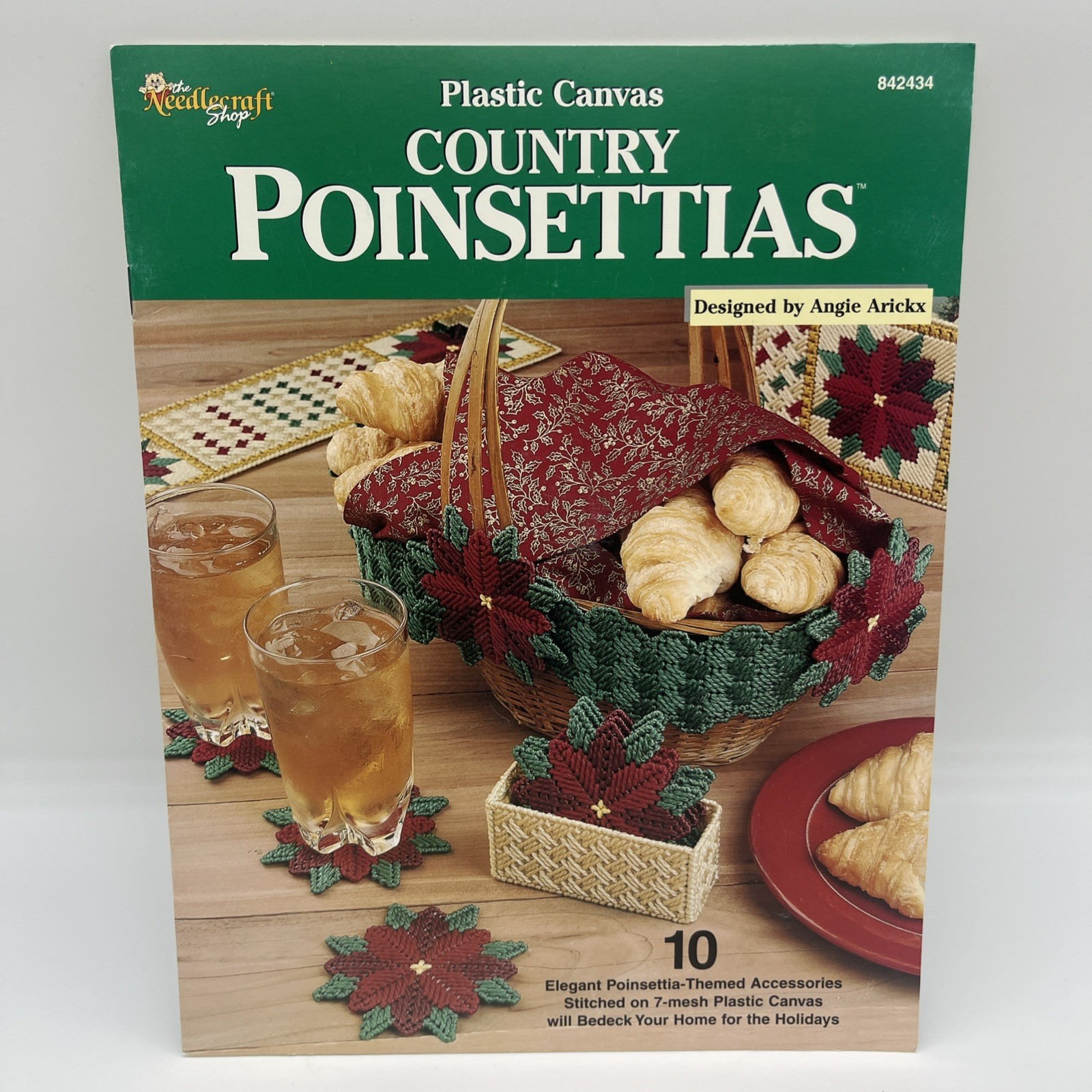 Country Poinsettias Plastic Canvas Coasters Place Mat Doorstop Cornice Garland